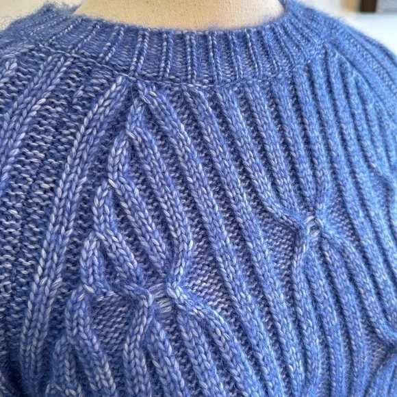 Topshop Knitted Cable Raglan Sweater Size 4-6 in Blue - Picture 4 of 13